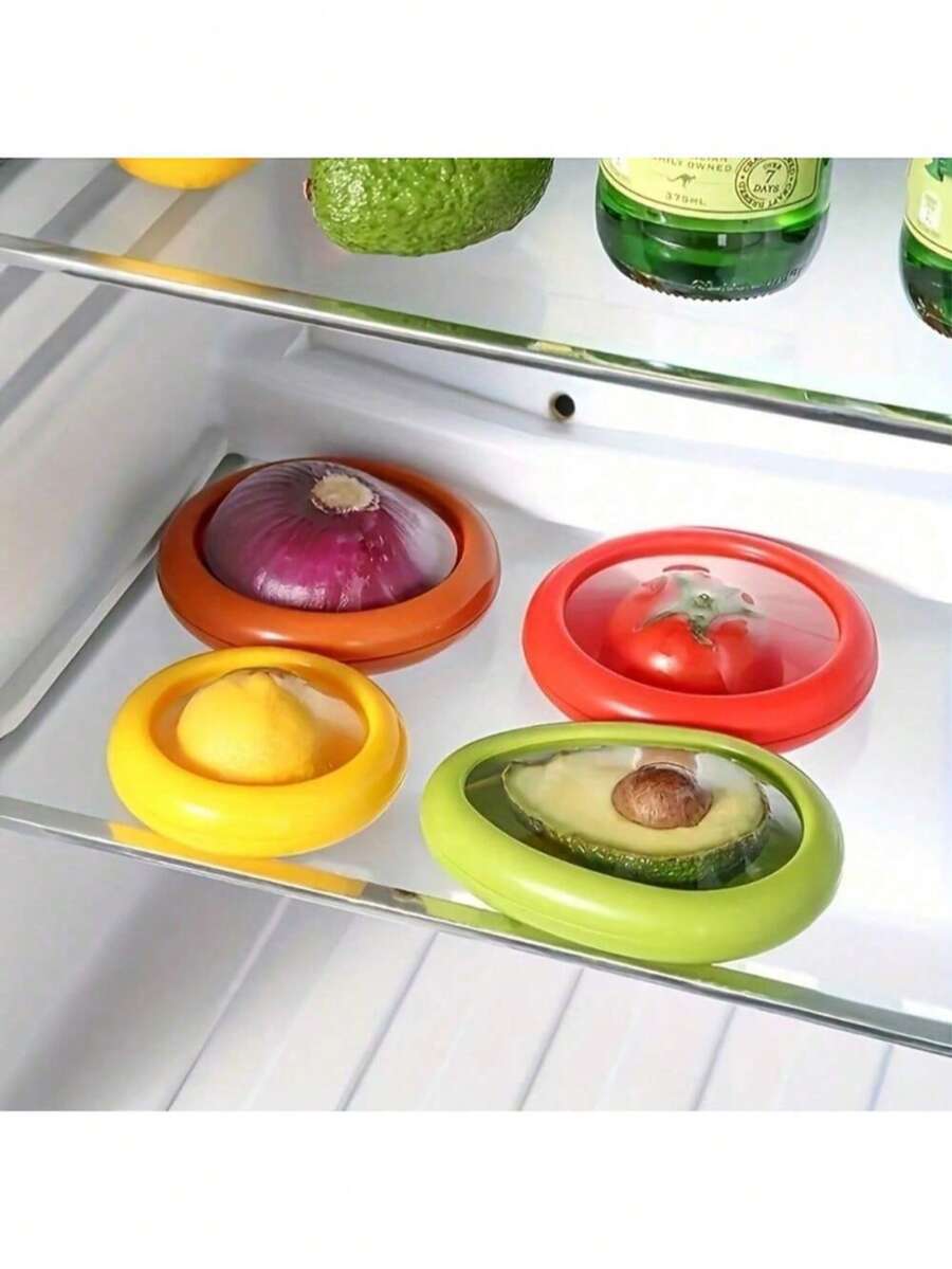 1/4 Packs Reusable Food Storage Containers To Keep Fruits And Vegetables Fresh. Equipped With Flexible TPU Lids. Washable, They Can Preserve Food Freshness For Longer. Ideal For Storing And Keeping Kitchen Ingredients Fresh. An Essential Kitchen Tool. - Multicolor - View 1