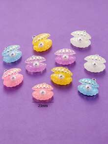 10/20/100 piezas Accesorios de joyería DIY con conchas marinas de resina simulada, perlas, colgantes, pulseras, pasadores para el cabello, llaveros, encantos para bolsos - caparazón - Ver 4