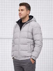 High Quality Double-Sided Puffer Jacket - Light Grey - View 2