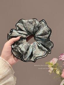 1/2PCS Premium Vintage Print 4-Layer Scrunchie Hair Tie For Women, 2026 New Style Hair Rope For Ponytail And Bun Hair Accessory Elastics Rubber Bands - Multicolor - View 4