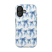 Apple 17 Pro Max Plus Blue Watercolor Bows Phone Case |   MagSafe Shockproof Case 23 24 25 26 - 白色 - 查看 11