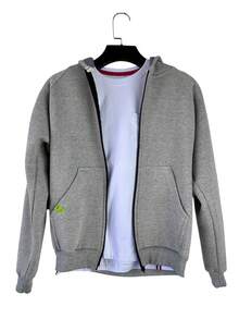 Boys' Fleece Hoodie With Zipper, Winter, Casual, Comfortable - 灰色 - 查看 4