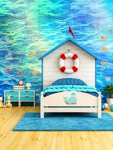2/1pc Blue Ocean Theme Tablecloth - Decorated With Blue Ripples And Wave Patterns, Suitable For Various Occasions Including Birthday Parties, Beach Parties, Pool And Surfing Events, Weddings, Summer Gatherings, Graduation Parties, Theme Parties, Anniversary Celebrations, Etc. - One Size Fits All - View 8