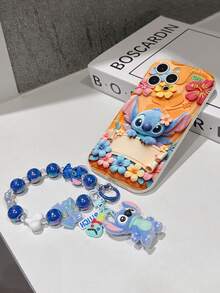 Disney Has Authorized, Phone Case - Chain Set, The Stitch Lilo & Stitch 3D Phone Case Plus A Silicone 3D Stitch Bracelet With Metallic Ring Removable Bracelet, Stitch And Angel Pattern, Compatible With Iphone17/16/15/14/13/12/11/XS/XR/X Plus Pro Max, A Stylish Cartoon Phone Case, The Perfect Gift Choice, Phone Protection, Durable Phone Cover, Great Gift For Friends And Family. - trắng - Xem 5