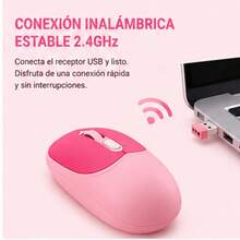 Pastel Bluetooth Keyboard And Mouse Kit For Girls | Ultra-Thin Silent Keyboard With Square Keys | Rechargeable, Compatible With 3 Systems And All Devices - Baby Pink - View 7