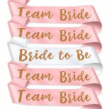 1 Set Of Champagne Pink Sashes With Rose Gold Glitter Lettering, A Unique Bridesmaid/Bridesmaid Belt For Bachelor/Bachelorette Parties, Bridal Parties, Weddings - Multicolor - View 1