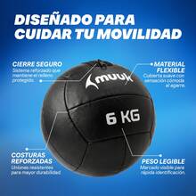 MUUK FITNESS Balón Medicinal de Entrenamiento Funcional 2kg/3kg/4kg/5kg/6kg/10kg | Pelota Wall Ball Profesional de PVC Reforzado con Superficie Antideslizante | Ideal para Crossfit, Fuerza, Resistencia, Abdominales, Sentadillas, Box y Home Gym - 6kg - Ver 5