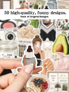50pcs Clean Girl Stickers Minimalist Style Decorative Transparent Stickers For Laptop Suitcase Scrapbook Diy Decor - Clean Girl - View 7