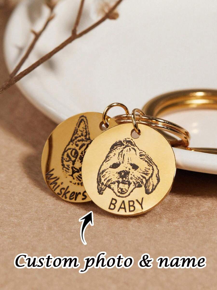 1PC Customized Pet Portrait Keychain, Pet Lover Gift, Customized Dog Cat Memorial Gift, Pet Mom Exclusive Gift, Customized Photo Gift, Personalized Keychain, Bag Accessory, Mother's Day Gift, Father's Day Gift, Holiday Gift