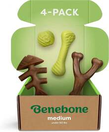 Benebone Medium 4-Pack Dog Toys Aggressive Chewers – Durable Dog, Made In USA – Dog Toys Medium Dogs Under 60 Lbs E29G - Fishbone/Wishbone - View 11