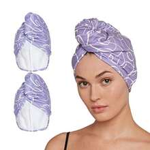 Turbie Twist - Toalla de microfibra para el pelo 2 unidades,color gris y rosa claro - Firma púrpura - Ver 9
