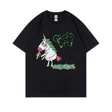 Camisetas con Gráficos del Álbum 'Father of All' de la Banda Punk Green Day, para Hombres y Mujeres, Estilo Rock Vintage, Manga Corta, Algodón, Casual - Negro - Ver 1
