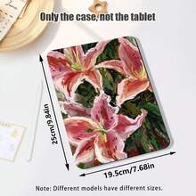 粉色百合花紋彩繪效果平板保護殼，內置筆槽，附支架，相容 Honor 8/9/10/X8/X8A/X9/X8Pro/X9Pro、MatePad SE 11"/MatePad 11"/11.5"/MatePad Pro、Apple 10th/11th Gen 2025 (A16)、Galaxy Tab A7/A9 及其他熱門機型 - 款式9 - 查看 3