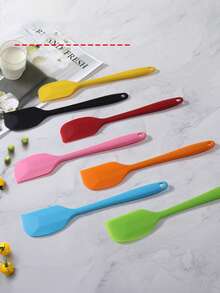 1pc/2pcs Macaron Color Silicone Spatula, High Heat Resistant One-Piece Seamless Scraper, For Baking And Easy To Clean - Multicolor - View 4