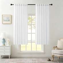 1 pieza/2 piezas Cortinas filtradoras de luz/Cortinas con bolsillo para barra/Cortinas con pinzas, filtrado de luz equilibrado, disponible en múltiples tamaños y colores, textura similar al lino adecuada para sala de estar, dormitorio, cocina, estilo granja, decoración de alquiler, cortinas blancas - Blanco - Ver 11