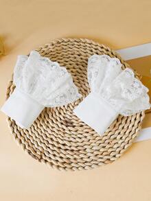 1 đôi tay áo ren màu trơn, thích hợp cho đám cưới, tiệc tùng và các dịp đặc biệt khác, có thể phối cùng áo len, áo sơ mi, áo hoodie, v.v. - Nhiều màu - Xem 1