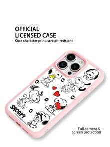Miniso Snoopy聯名卡通圖案手機殼，粉色邊框透明壓克力背板手機殼，夏季手機殼，節日禮物，防滑、防摔、防指紋手機殼，適用於iPhone 17, 17 Air, 17 Pro, 17 Pro Max, 11, 12, 13, 14, 15, 16 Pro, 16 Pro Max, 14 Plus, 15 Plus, 16 Plus, 16 Pro, 16 Pro Max, XR - 粉色 - 查看 5