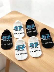 1/6 Pares Meias Invisíveis #67 com Padrão Engraçado, Meias Curtas Casuais Estilo Hip-Hop Harajuku Unissex, Estampadas com Padrão 67, Adequadas como Presente para Entusiastas da Cultura Corgi - Multicolorido - Visão 5