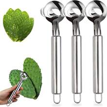 3/2/1 Piece Cactus Peeler Set - Stainless Steel Fruit And Vegetable Peeler, Digging Spoon, And Seed Remover - Easy To Use Kitchen Gadgets For Home And Restaurant # Potato Peeler, Pelador De Papas, Vegetable Peeler - Silver - View 9