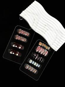 Minimalist Acrylic Nail Polish Display Board With Hooks, Nail Color Card Display, Nail Style Showcase Tool - Multicolor - View 4