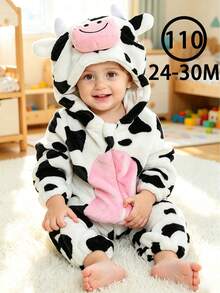 1pc Baby Cartoon Animal Pattern Long Sleeve Zipper Cute Comfortable Outfit, Unisex Baby Clothing, Suitable For Daily Wear And Holiday Gifts - Multicolor - View 14