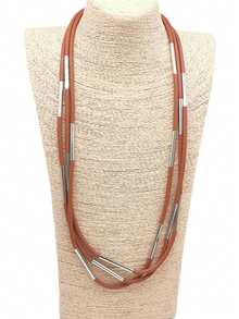 MARLIWOO 1pc Multi-Layer Contrast Color Splicing Versatile Necklace, Minimalist Casual Style Jewelry For Women - Multicolor - View 6