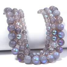1 String Optimized Labradorite Beads With Blue Sparkle, 6/8/10mm Faceted Gemstone Spacer Beads, Suitable For DIY Jewelry Making, For Bracelets, Necklaces - Jewelry Craft Loose Beads Supply - Grey - View 10