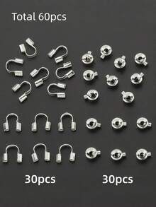 30/60/100pcs Jump Ring Set, Includes Gold-Plated Flat Positioning Buckles, U-Shaped Buckles, Bead Spacers, Metal Wire Connectors, Wire Clips - Multicolor - View 13