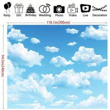 2D Flat BannerMulti-Functional Blue Sky And White Clouds Background Fabric - Polyester Fiber - Perfectly Suitable For Parties, Photo Props And Outdoor Decorations - 1 - View 6