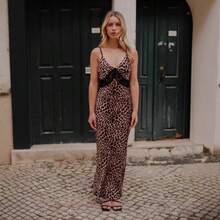 New Retro Leopard Print Strappy Fitted Dress - 棕色 - 查看 6