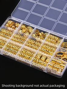 160個髮珠髮圈編髮環合金髮飾吊墜 適用於髒辮編髮 可調節金屬編髮飾品 - 金色 - 查看 4