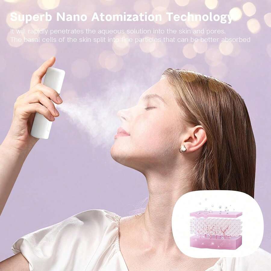 Nano Facial Mist, Facial Steamer, Moisturizing Mist Humidifier, Portable Mini Facial Mist, Rechargeable Beauty Device, Moisturizing And Hydrating, Suitable For Skincare, Makeup, And Eyelash Extensions. - Nhiều màu - Xem 1