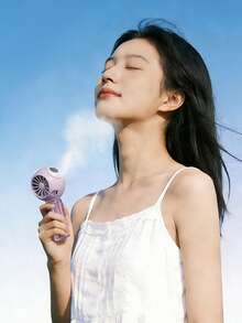 1pc/Mist Fan/Cartoon Fan/Built-In Water Tank/Four-Speed ​​Adjustable Fan (Long Press To Start)/Battery Capacity: 800mAh/Holiday Essential/Travel Essential/Summer Essential Fan/Handheld/Hanging/Standing/Equipped With A Neck Hanging Strap/Suitable For/Home/Commuting/Outdoor/Cycling/Maximum Wind Speed ​​Battery Life: 3.5 Hours - Multicolor - View 5