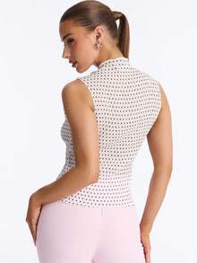 Lady's Dotted Sleeveless Casual Vest-Style Y2K Top, Sexy And Fashionable, Suitable For Summer Streetwear, Parties And Casual Wear - Apricot - View 2