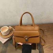 Bolso de cuero genuino para mujer, elegante bolso de mano y de hombro para oficina, citas y fiestas. Nuevo modelo de primavera 2026, moda de lujo ligero, diseño casual y sencillo, bolso cruzado de un solo hombro con textura para uso diario. - Rosa - Ver 6