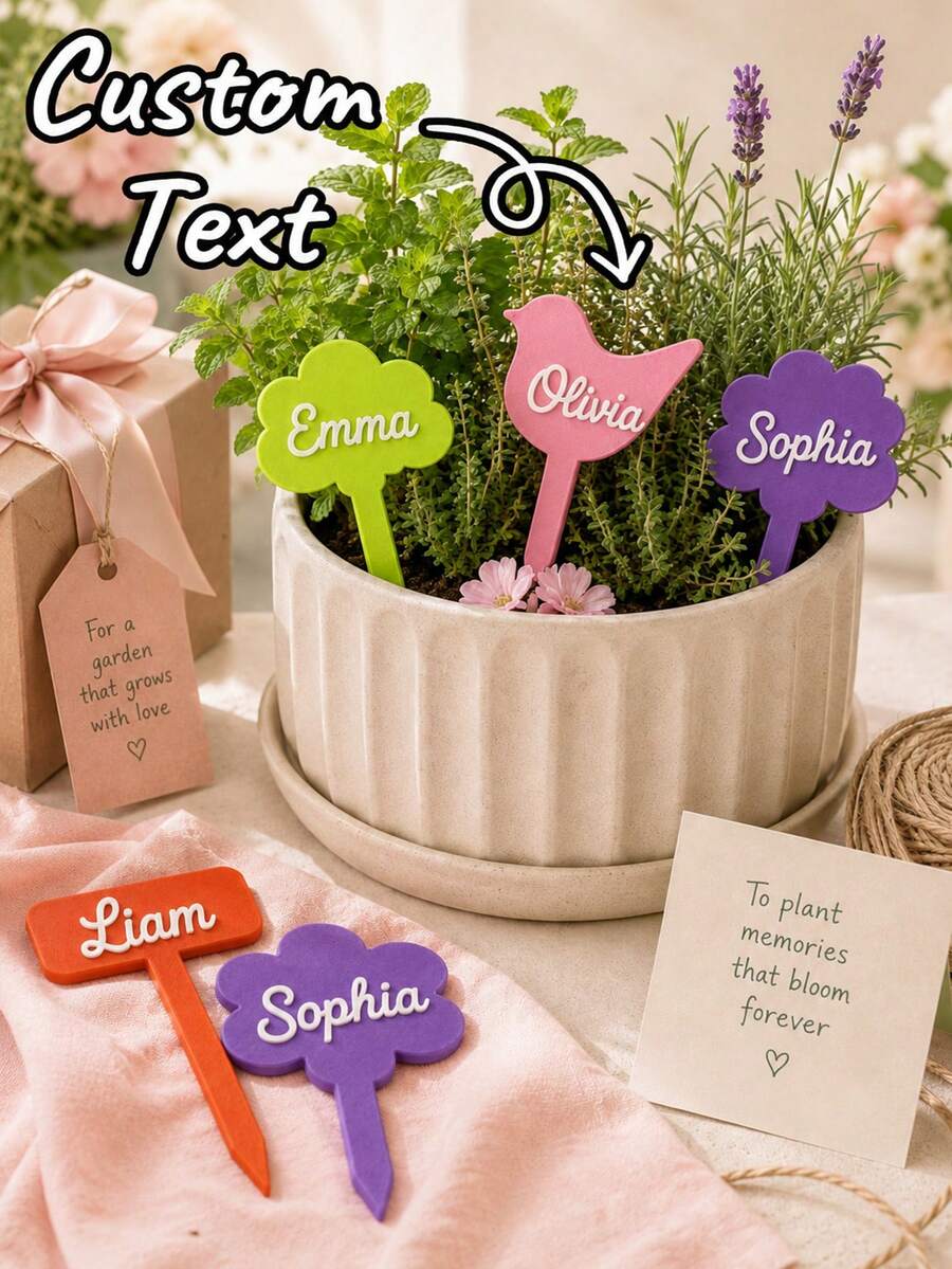 Etiquetas de plantas personalizadas impresas en 3D: ¡Personaliza tu texto directamente en la etiqueta! Estos marcadores de jardín resistentes a la intemperie son excelentes identificadores de plantas, disponibles en una variedad de colores y estilos. - Multicolor - Ver 1