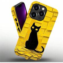 Case For IPhone 16 Pro, Colorful Pineapple Design, Liquid Silicone Case, Impact Resistant, Anti-Scratch, Shockproof - 黃紙,黑貓 - 查看 3