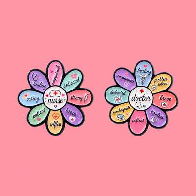 Flowers Quotes Enamel Pin Doctor Nurse Brooch Lapel Pins Badge On Backpack Clothing Accessories Medical Jewelry Friends Gifts