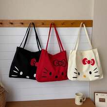 1 pieza Bolsa de lona Sanrio Hello Kitty, bolsa de hombro de gran capacidad, adecuada para compras y uso diario - View 5