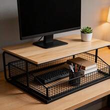 2-Tier Kitchen Countertop Organizer, Wood-Top Storage Rack With Wire Basket Drawer, Space-Saving Pantry Shelf For Vegetables, Snacks & Food Containers - View 4