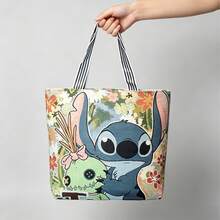 1pc Lilo & Stitch Canvas Tote Bag & Crossbody Bag, Large Capacity Cute Washable Handbag, Unisex Portable Bag, Suitable For Office, School, Work, Travel & Beach. Perfect Birthday Gift, Back To School Gear And Personalized Office & Daily School Supplies - A - View 4