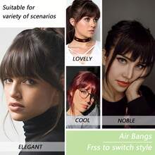 Synthetic Fiber French Bangs Clip-In Hair Piece, Lightweight Front Hair Extensions With Sideburns, For Women, Pure Black, Halloween - Multicolor - View 10