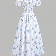 WNS  Vestido de mujer con estampado floral ditsy, hombros descubiertos, volantes en el bajo y abertura lateral - Naranja - Ver 3