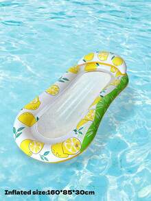 Aufblasbare schwimmende Matte mit Gelee-Textur und Mesh, Wasserliege für Erwachsene mit Kissen, Pool-Schwimmsofa mit Fruchtmuster, Lässig-Schwimmbett für Strandurlaub - Verschiedenfarbig - Übersicht 13