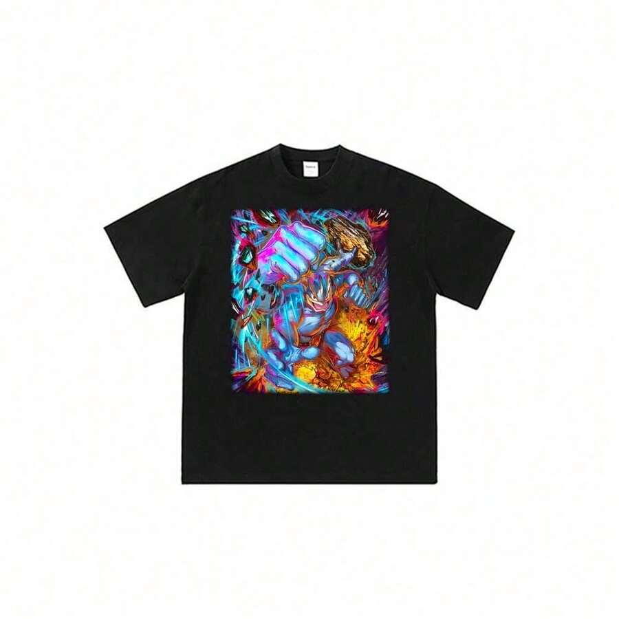 Local Warehouse Items Women's ClothesPokémonss-Machamps-Dynamic-Fist-Strike Summer Anime Character Print T-Shirt Unisex Crew Neck Casual Streetwear Topsmotif Women Clothes - 黑色 - 查看 1