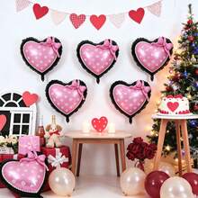 Juego de 2/5 globos de lámina de aluminio con estampado de corazón y margarita, lazo de amor, adecuado para fiesta de cumpleaños, aniversario, baile de graduación, propuesta, decoración de baby shower, confesión, decoración de accesorios para fotos, aniversario, decoración de pared de fondo. - Ver 4