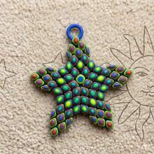 Colorful Starfish Decorative Pendant, Ocean Style Decorative Hanging Ornament, Keychain Accessory, 3.17 X 3.02 Inches, Comes With Silicone Chain - A - View 5