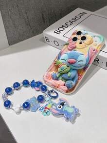 Disney Has Authorized, Phone Case - Chain Set, The Stitch Lilo & Stitch 3D Phone Case Plus A Silicone 3D Stitch Bracelet With Metallic Ring Removable Bracelet, Stitch And Angel Pattern, Compatible With Iphone17/16/15/14/13/12/11/XS/XR/X Plus Pro Max, A Stylish Cartoon Phone Case, The Perfect Gift Choice, Phone Protection, Durable Phone Cover, Great Gift For Friends And Family. - trắng - Xem 5