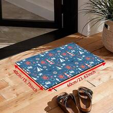 1 pieza, Decoración del hogar, Estampado de patrón náutico, Alfombra de barro de diatomeas, Fácil de limpiar, Impresión 3D rectangular, Adecuada para entrada, sala de estar, cocina, dormitorio, pasillo, baño, lavandería - Alfombra de poliéster, Adecuada para decoración del hogar interior y exterior - Multicolor - Ver 15