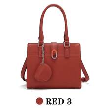 Bolsa de viagem com fivela quadrada atmosférica bolsa transversal com porta-moedas - Vermelho - Visão 2